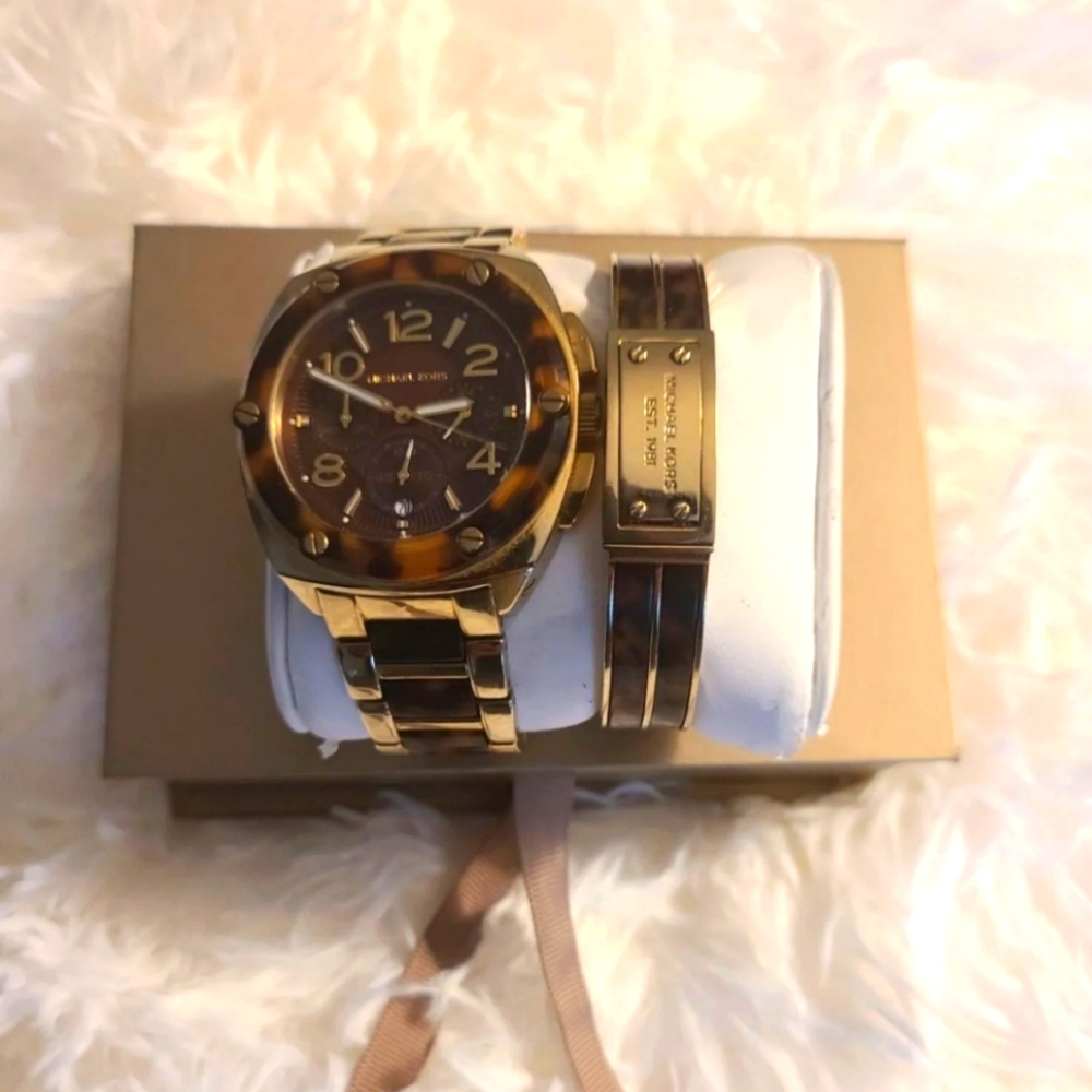 MK Tortoise Watch with matching bracelet